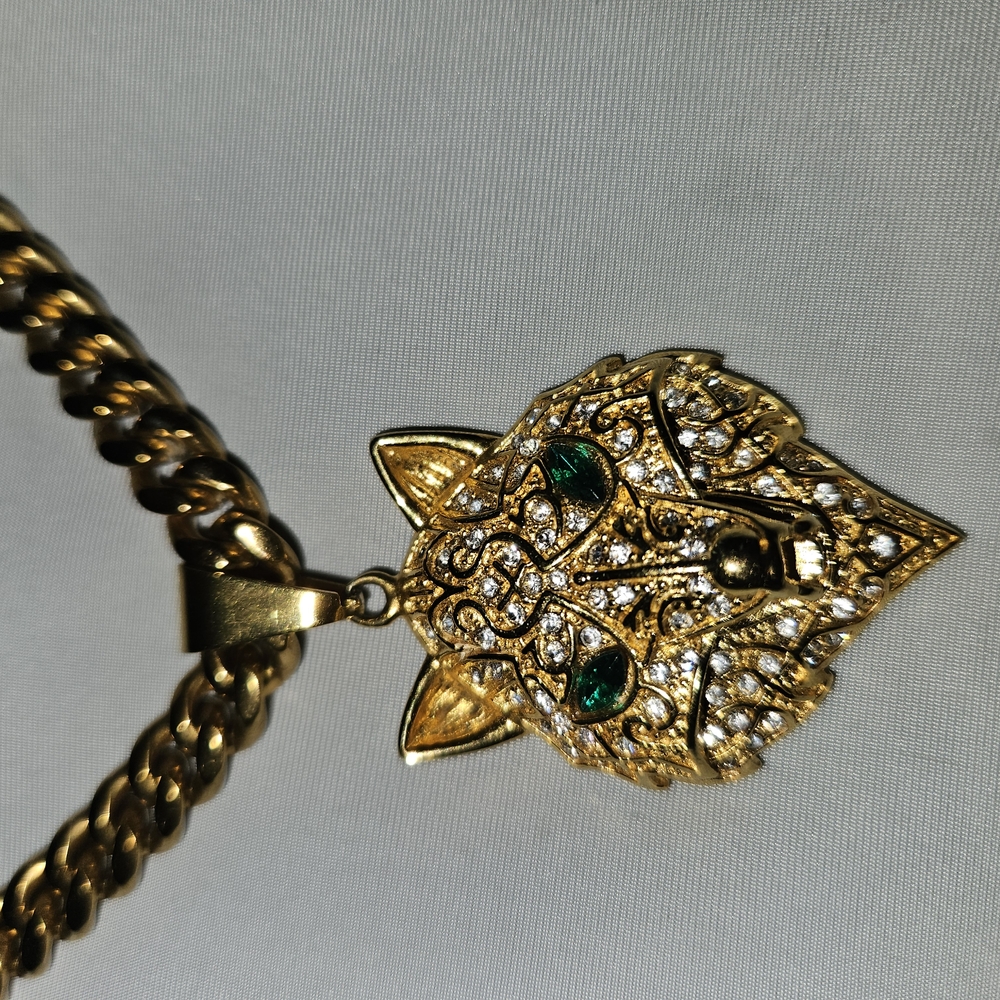 Gold Panther Pendant Necklace